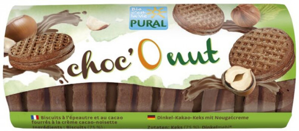 Pural Choc'O nut Dinkel-Kakao-Keks mit Nougatcreme 85g