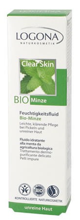 LOGONA klärendes Tag & Nacht Feuchtigkeitsfluid Bio-Minze & Salicylsäure aus Weidenrinde 30ml
