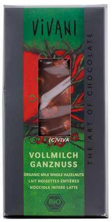 Vivani Vollmilch Ganznuss Schokolade 100g
