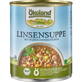 Ökoland Linsen-Suppe mit Würstchenscheiben 800ml