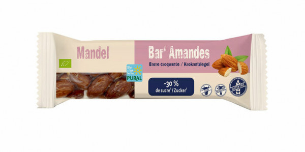 Pural Mandel Bar less sugar Riegel 35g