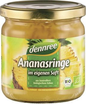dennree Ananas-Ringe im eigenen Saft 350g
