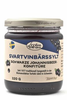 Linneás svenska Svart Vinbärssylt schwarze Johannisbeer Fruchtaufstrich 320g