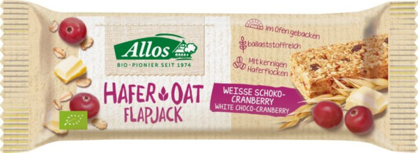 Allos Hafer Flapjack weiße Schoko-Cranberry 50g