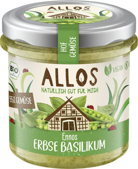 Allos Hofgemüse Ennos Erbse Basilikum Brotaufstrich 135g