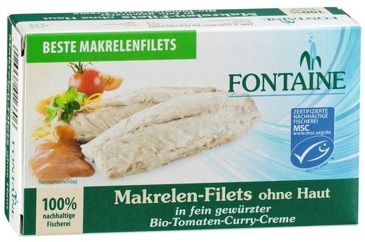 Fontaine Makrelen-Filets in Bio-Tomaten-Curry-Creme 125g