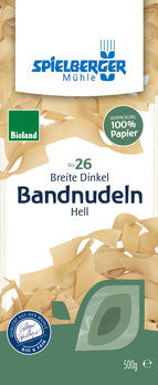 Spielberger Breite Dinkel-Bandnudeln 18mm, hell Bioland 500g
