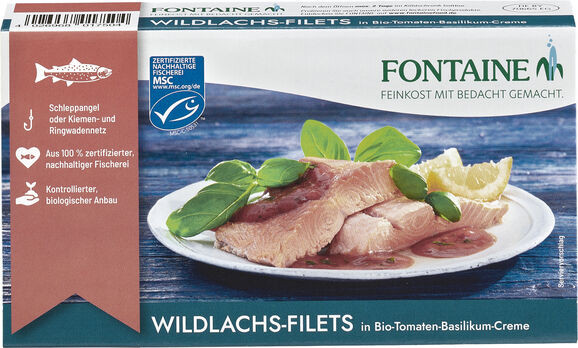 Fontaine Filet vom Wildlachs in Bio-Tomaten-Basilikum-Creme 200g