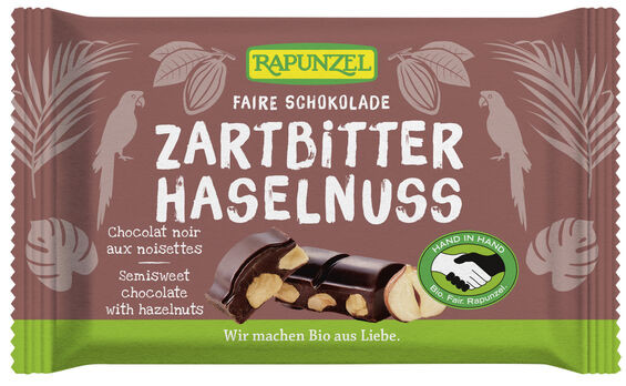Rapunzel Cristallino Zartbitterschokolade 60% mit Haselnüssen 100g