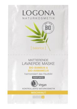 LOGONA Mattierende Lavaerde Maske Bio-Bambus & Bio-Hamamelis 2x7,5ml