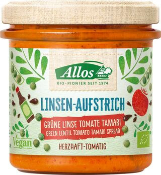 Allos Linsen-Aufstrich Grüne Linse Tomate Tamari 140g/A
