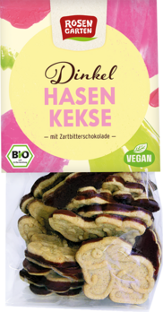 Rosengarten Dinkel Hasen-Kekse Zartbitter 125g/S