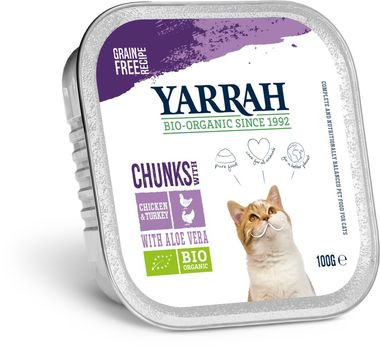 Yarrah Katzenfutter Bröckchen Huhn & Truthahn 100g/A