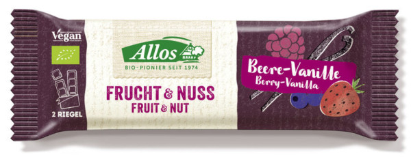 Allos Frucht & Nuss Beere-Vanille Riegel 50g