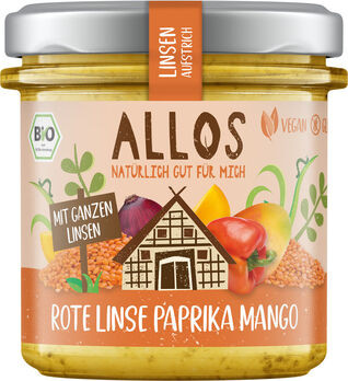 Allos Linsenaufstrich Rote Linse Paprika Mango 140g