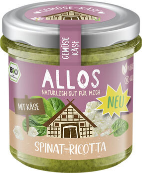 Allos Gemüse-Käse-Aufstrich Spinat Ricotta 135g