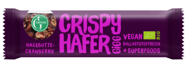 GREENIC Crispy Hafer Gigg Hagebutte-Cranberry 35g