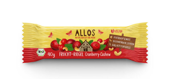 Allos Fruchtriegel Cranberry-Cashew 40g