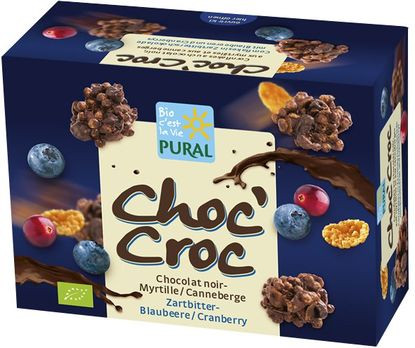 Pural Choc'Croc Cornflakes Zartbitter Blaubeere-Cranberry 100g