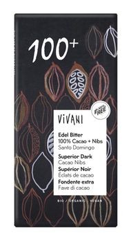 Vivani Edel Bitter Schokolade 100% Cacao 80g/nl