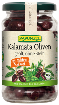 Rapunzel Oliven Kalamata mit Kräutern, ohne Stein geölt 170g
