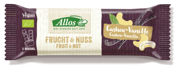 Allos Frucht & Nuss Cashew-Vanille Riegel 50g